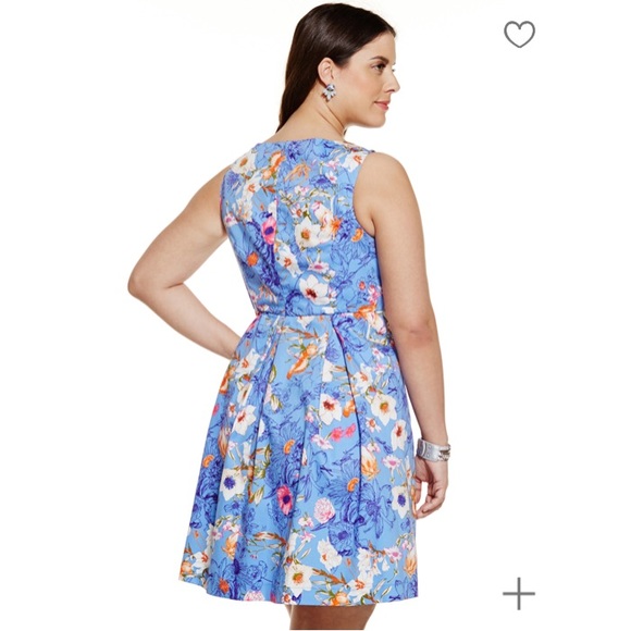 Eloquii floral print cutout flare dress Sz 18 NEW - Picture 2 of 3